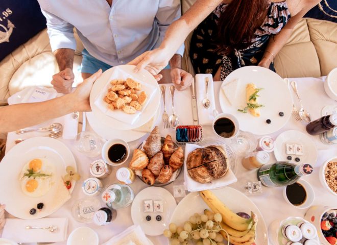 A private dining experience on board of our yacht, The Venice Nest